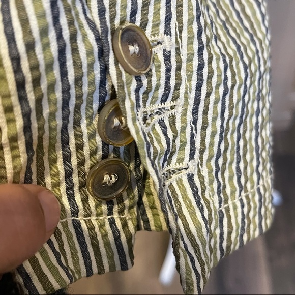 Rivamonti (Cucinelli) cotton blue and green striped seersucker blazer - Picture 8 of 9